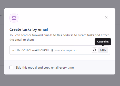 Copy your unique email ID